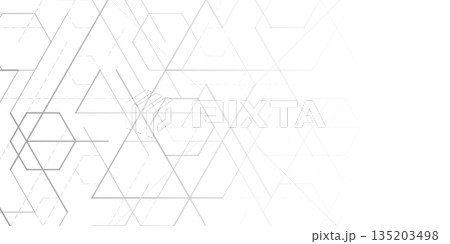 Technological white background. Abstract background of hexagons. Futuristic digital hi-technology banner. Vector illustration. 135203498