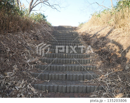 厚田公園の「恋人の聖地」に向かう階段 厚田公園の「恋人の聖地」に向かう階段 135203806
