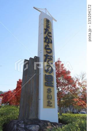 道の駅 たからだの里さいた、青空と紅葉 135204172