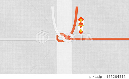 和モダンなおしゃれな和紙と赤白水引、慶事・御祝用の「あわじ結び」 135204513