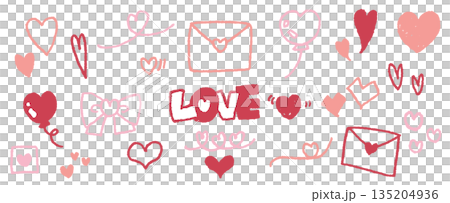 Heart material collection. Cute hand-drawn heart mark. Vector icon. 135204936
