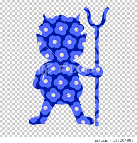 節分_藍色惡魔手持相模 節分_藍色惡魔手持相模 135204995