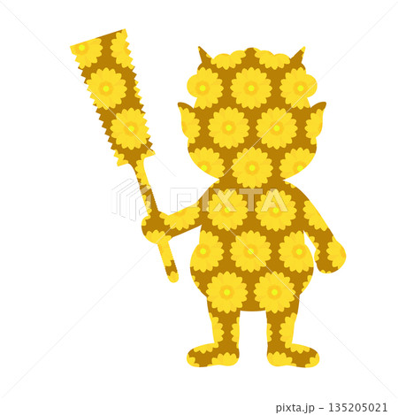 節分_両刃のこぎりを持った黄鬼 135205021