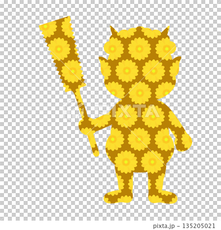 節分_両刃のこぎりを持った黄鬼 135205021