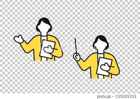Simple vector icon illustration set of a businessman giving an explanation Simple vector icon illustration set of a businessman giving an explanation 135205331