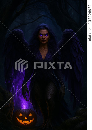 翼を持った女性ハーピー 翼を持った女性ハーピー 135206072