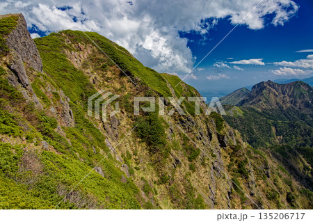 御小屋尾根の下りから見る八ヶ岳連峰・阿弥陀岳と権現岳 御小屋尾根の下りから見る八ヶ岳連峰・阿弥陀岳と権現岳 135206717