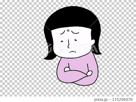 Illustration of a worried girl (pink) Illustration of a worried girl (pink) 135206870