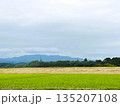 緑豊かな田園と青空 | 緑の田んぼと山並み 135207108