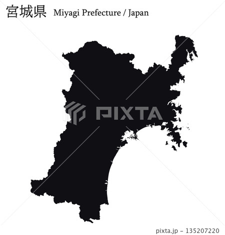 日本のベクターイラスト地図素材：宮城県全体地図 135207220
