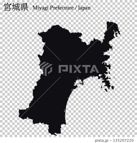 日本のベクターイラスト地図素材：宮城県全体地図 135207220