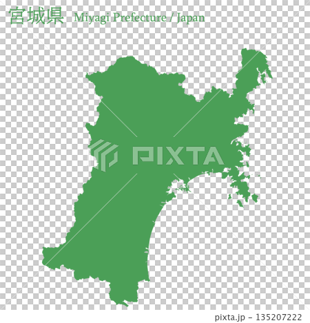 Vector illustration map of Japan: Miyagi prefecture map Vector illustration map of Japan: Miyagi prefecture map 135207222