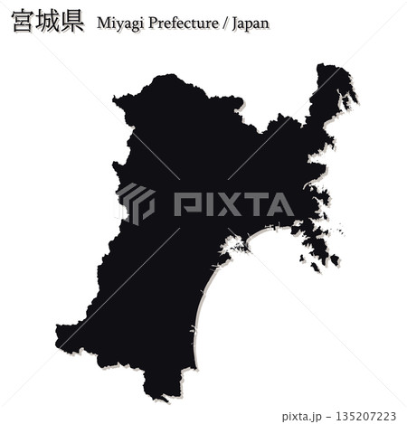 日本のベクターイラスト地図素材：宮城県全体地図 135207223