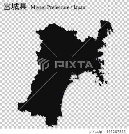 日本のベクターイラスト地図素材：宮城県全体地図 135207223