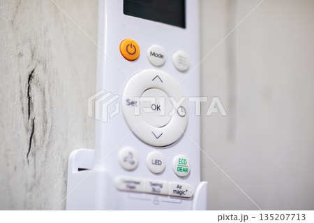 Sticky humidity signs around control panel indicate immediate cleaning and reparative work needed 135207713