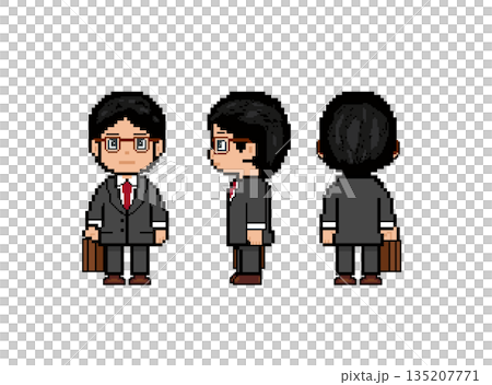 Brown glasses, working man, black suit 135207771