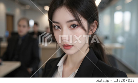 会社で勤務中のロングヘアの女性 135207815