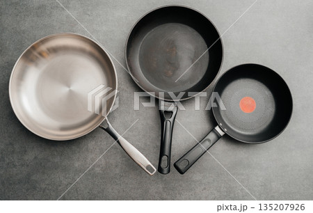 Different Frying Pans Comparison Flat Lay 135207926