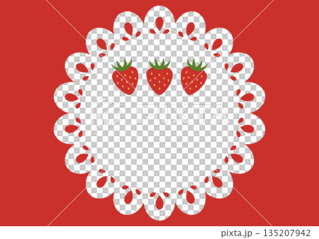 ケーキ用敷き紙といちごの上品なイラスト 135207942