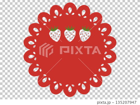 Elegant illustration of red cake paper and strawberries Elegant illustration of red cake paper and strawberries 135207947