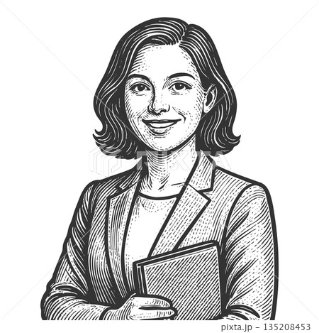 confident product manager engraving sketch vector 135208453
