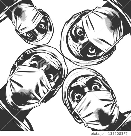 doctors looking down in surgical scene raster 135208575