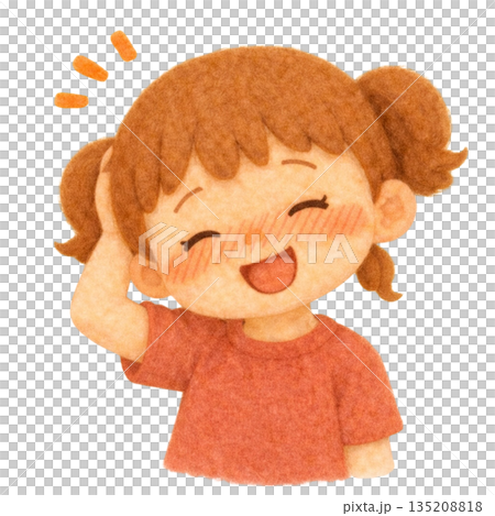 【人物】害羞女孩的毛氈風格插畫 135208818