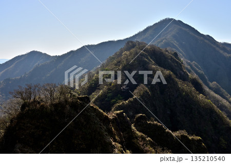 愛鷹山塊の蓬莱岳（蓬莱山）より鋸岳から位牌岳の稜線 135210540