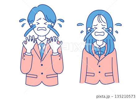 学生 男女 号泣 表情 学生 男女 号泣 表情 135210573