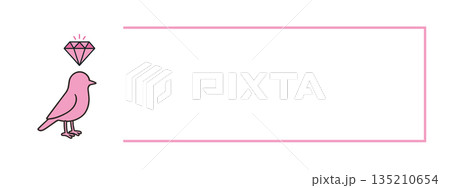 ダイヤモンドマークとポップな鳥キャラクターのフレーム素材 ダイヤモンドマークとポップな鳥キャラクターのフレーム素材 135210654