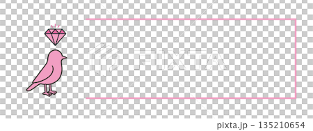 ダイヤモンドマークとポップな鳥キャラクターのフレーム素材 ダイヤモンドマークとポップな鳥キャラクターのフレーム素材 135210654