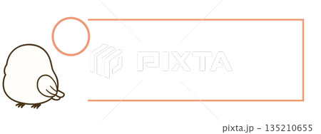 マルマークとポップな鳥キャラクターのフレーム素材 135210655