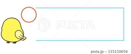 マルマークとポップな鳥キャラクターのフレーム素材 135210656