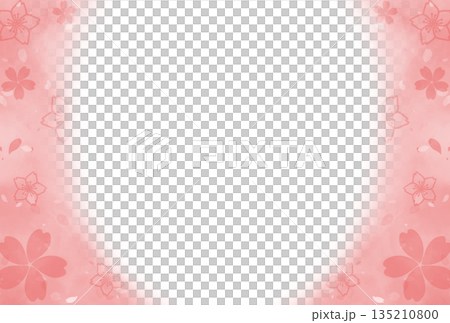 ピンク色の水彩で描いた桜のフレーム 135210800