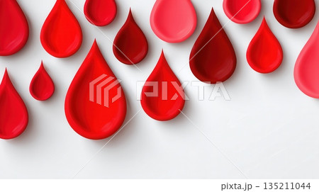Red and Pink Drops on White Background for Creative Designs 135211044