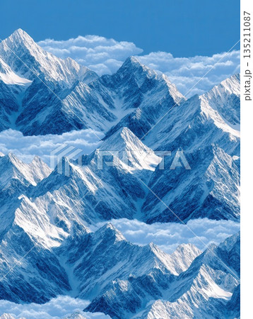 Majestic Snow-Capped Mountains Above the Clouds Majestic Snow-Capped Mountains Above the Clouds 135211087