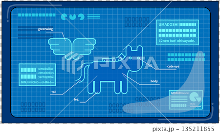 Animal character blueprint illustrations for designing plans and mechanisms 135211855