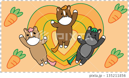 Illustration of animal characters sharing joy with friends 135211856