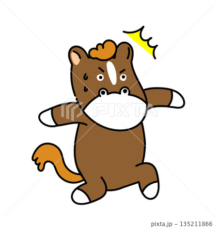 ミスに気づいて驚く社会人の馬のイラスト 135211866