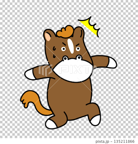 ミスに気づいて驚く社会人の馬のイラスト 135211866