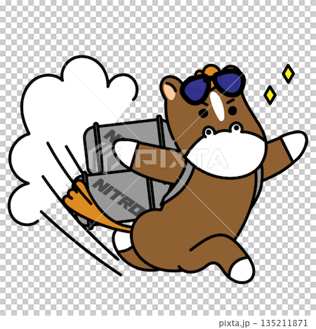 Illustration of a working horse working energetically Illustration of a working horse working energetically 135211871