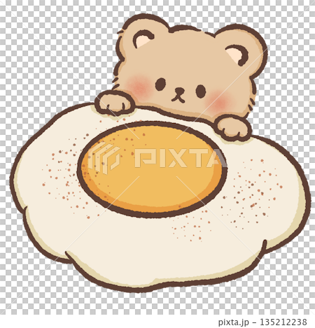 Cute teddy bear character holding a large fried egg sunny side up hand drawn watercolor style breakfast food illustration for kitchen decor nursery art and cafe menu design Cute teddy bear character holding a large fried egg sunny side up hand drawn watercolor style breakfast food illustration for kitchen decor nursery art and cafe menu design 135212238