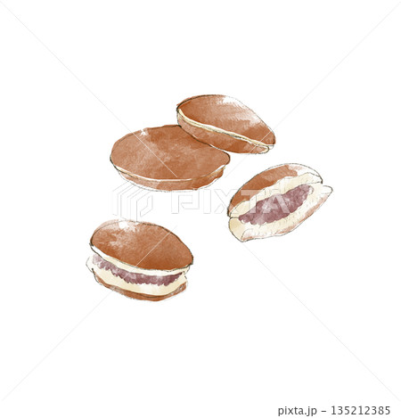 水彩で描いたどら焼きのイラスト 水彩で描いたどら焼きのイラスト 135212385