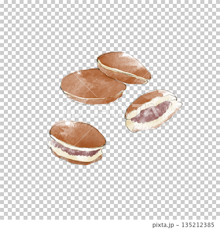 銅鑼燒水彩插畫 135212385