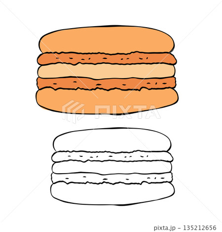 macaron cookie food sweet Isolated hand drawn illustration. Vector graphic line ink colored art. Silhouette sign for logo, print, comics, fashion, pop art, boards, design, stickers, decoration macaron cookie food sweet Isolated hand drawn illustration. Vector graphic line ink colored art. Silhouette sign for logo, print, comics, fashion, pop art, boards, design, stickers, decoration 135212656