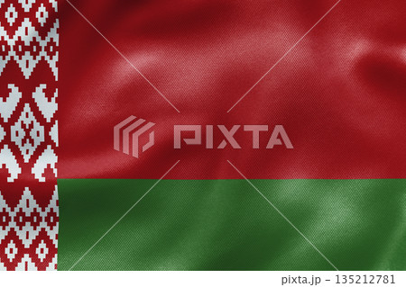Belarus national flag with red green colors and traditional pattern. 135212781