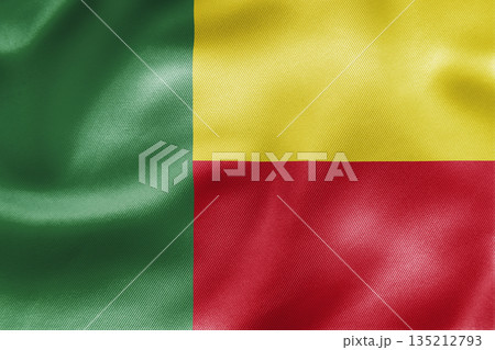 Benin national flag with green yellow red vertical horizontal design. 135212793