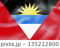 Antigua and Barbuda national flag with rising sun and tricolor design. 135212800