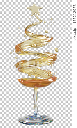 Champagne Glass Art: Christmas Tree Swirl with Star Topper for Holiday Celebration Champagne Glass Art: Christmas Tree Swirl with Star Topper for Holiday Celebration 135212978