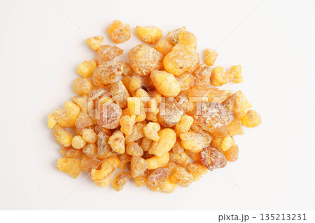 Frankincense or olibanum aromatic resin isolated on white background used in incense and perfumes. Frankincense or olibanum aromatic resin isolated on white background used in incense and perfumes. 135213231